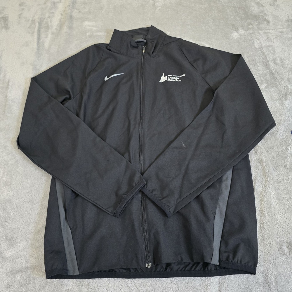 Nike Jacket Mens Medium Black Chicago City Marathon Bank Of America Running